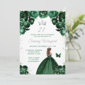 Dark Green Brown Haar Prinzessin Birthday Party Einladung (Stehend Vorderseite)