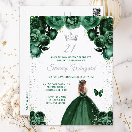 Dark Green Brown Haar Prinzessin Birthday Party Postkarte