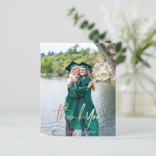 Dark Green Budget Abschluss Vielen Dank Foto Cards (Stehend Vorderseite)