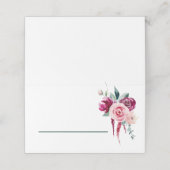 Dark Green, Burgundy & Blush Boho Platzkarte (Außenseite Aufgefaltet)