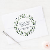Dark Green Cactus Pattern Wedding Vielen Dank Runder Aufkleber (Umschlag)