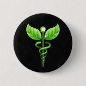 Dark Green Caduceus Alternative Medical Button (Vorderseite)