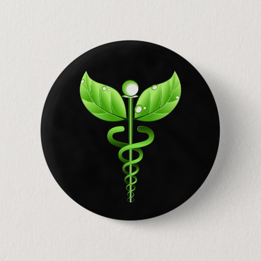 Dark Green Caduceus Alternative Medical Button (Vorderseite)