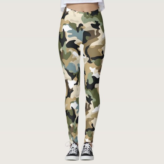 Dark Green Camouflage Leggings (Vorderseite)