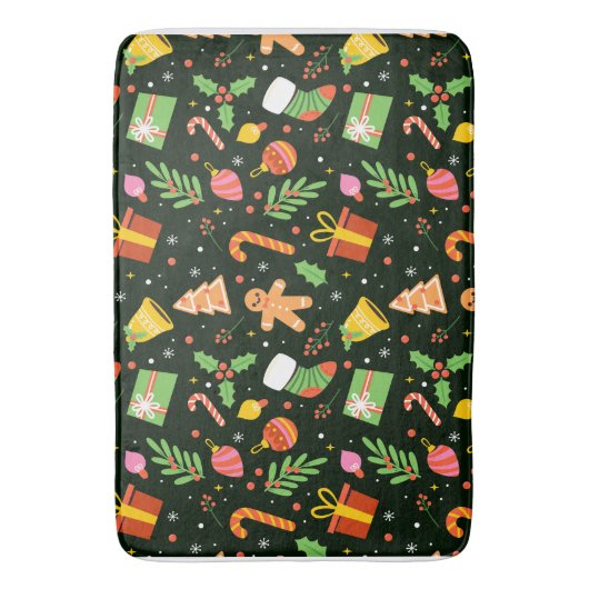 Dark Green Christmas Abstrakt Pattern Badematte (Vorderseite Vertikal)