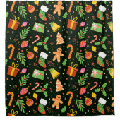 Dark Green Christmas Abstrakt Pattern Duschvorhang (Vorderseite)
