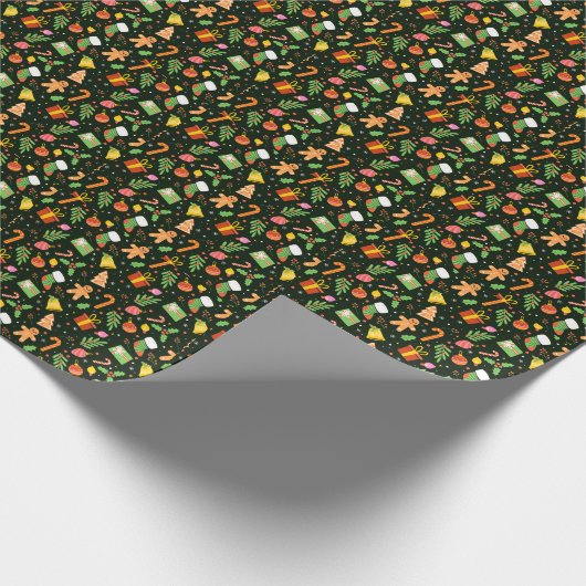 Dark Green Christmas Abstrakt Pattern Geschenkpapier (Ecke)
