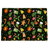 Dark Green Christmas Abstrakt Pattern Große Geschenktüte (Vorderseite)