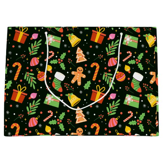 Dark Green Christmas Abstrakt Pattern Große Geschenktüte (Vorderseite)