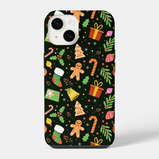 Dark Green Christmas Abstrakt Pattern iPhone Hülle (Rückseite)