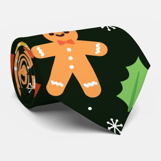 Dark Green Christmas Abstrakt Pattern Krawatte (Gerollt)