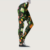 Dark Green Christmas Abstrakt Pattern Leggings (Rechts)