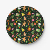 Dark Green Christmas Abstrakt Pattern Pappteller (Vorderseite)