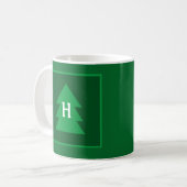 Dark Green Christmas Tree Custom Initial Elegant Kaffeetasse (Vorderseite Links)