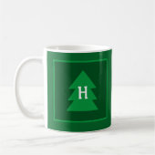 Dark Green Christmas Tree Custom Initial Elegant Kaffeetasse (Links)