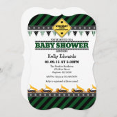 Dark Green Construction Baby Shower Einladung (Vorne/Hinten)