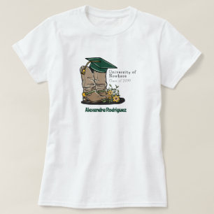 Dark Green Cowboy Boot Graduation Cap & Blume T-Shirt