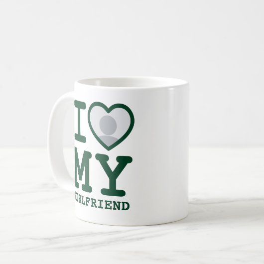 Dark Green Custom I Liebe meine Freundin Foto Text Kaffeetasse (Vorderseite Links)