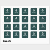 Dark Green Custom Logo Cafe Packaging Square Decal Quadratischer Aufkleber (Blatt)