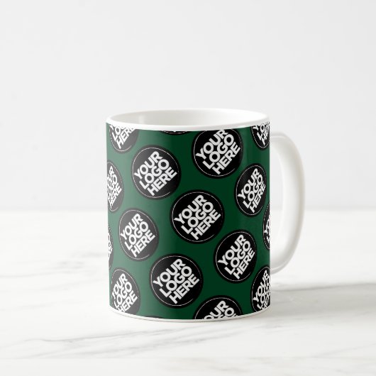 Dark Green Custom Logo Geschäftsmodell Mitarbeiter Kaffeetasse (VorderseiteRechts)