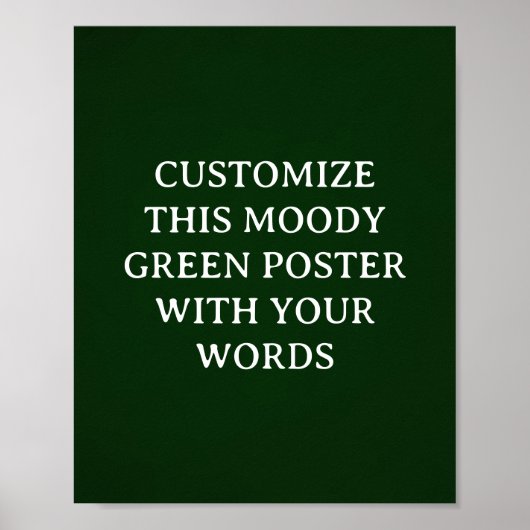 Dark Green Custom Wedding Poster Moody Unique (Vorne)