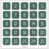 Dark Green Customizable Square Number Stickers  Aufkleber (Blatt)