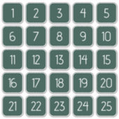 Dark Green Customizable Square Number Stickers  Aufkleber (Vorderseite)