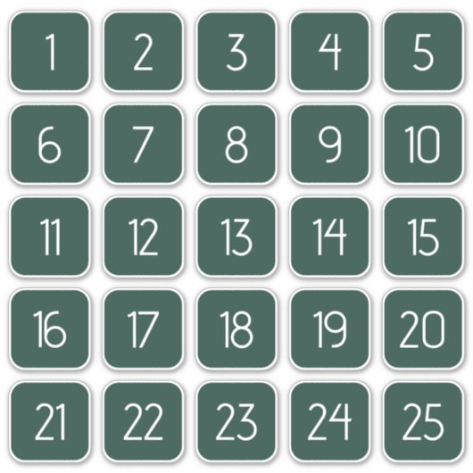 Dark Green Customizable Square Number Stickers  Aufkleber (Vorderseite)