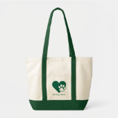 Dark Green Dog or Cat Paw Heart Monogram Tragetasche (Vorne)
