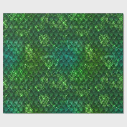 Dark Green Dragon Scales Geschenkpapier (Flach)