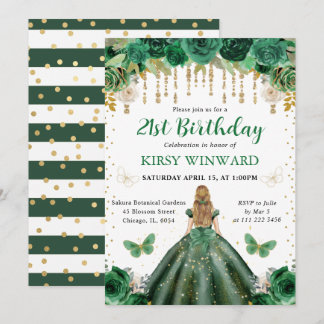 Dark Green Dress Blonde Haarbildatin Prinzessin Bi Einladung