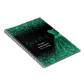 Dark Green Dress Faux Glitter Quinceanera Guest Notizblock (Rechte Seite)