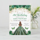 Dark Green Dress Red Hair Princess Birthday Einladung (Stehend Vorderseite)