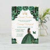 Dark Green Dunkel Skin Princess 16 . Geburtstag Einladung (Stehend Vorderseite)