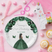 Dark Green Dunkel Skin Princess Birthday Party Pappteller (Party)