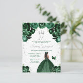 Dark Green Dunkel Skin Princess Birthday Party Postkarte (Stehend Vorderseite)