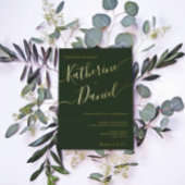 Dark Green Elegant Calligrafy Minimalistisch Scrip Folieneinladung