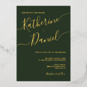 Dark Green Elegant Calligrafy Minimalistisch Scrip Folieneinladung (Vorderseite)
