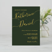 Dark Green Elegant Calligrafy Minimalistisch Scrip Folieneinladung (Stehend vorne)