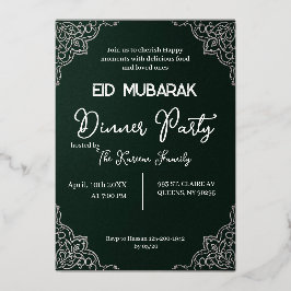 Dark Green elegant EID MUBARAK Invitation Folien Feiertagskarte