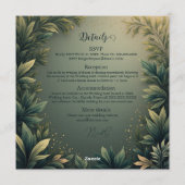 dark green elegant nature wedding all in one einladung (Rückseite)