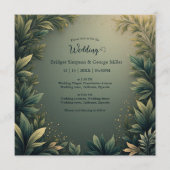 dark green elegant nature wedding all in one einladung (Vorderseite)