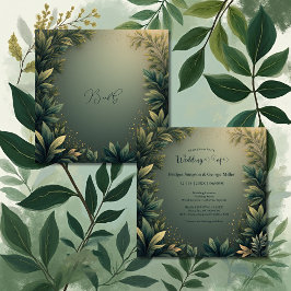 dark green elegant nature wedding einladung