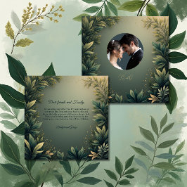 dark green elegant nature wedding photo dankeskarte