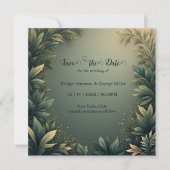 dark green elegant nature wedding save the date (Vorderseite)