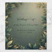 dark green elegant nature wedding weinetikett (Einzelnes Label)