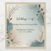dark green elegant nature wedding weinetikett (Einzelnes Label)
