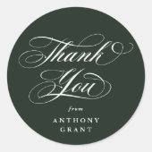 Dark Green Elegant Script Abschluss Vielen Dank Runder Aufkleber (Vorderseite)
