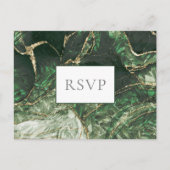 Dark Green Emerald Gemstone Wedding RSVP Einladungspostkarte (Vorderseite)
