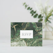 Dark Green Emerald Gemstone Wedding RSVP Einladungspostkarte (Stehend Vorderseite)